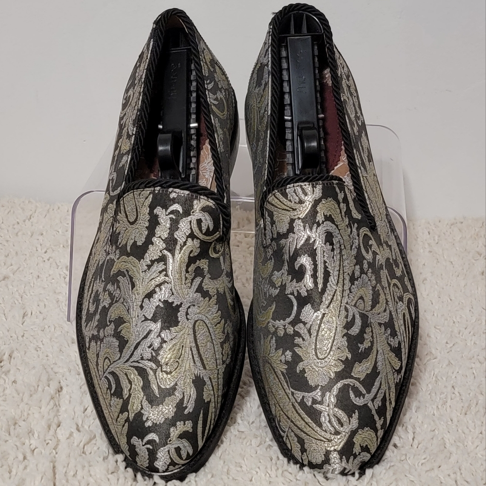 House Of Hounds Styx loafers in black brocade, Size 43